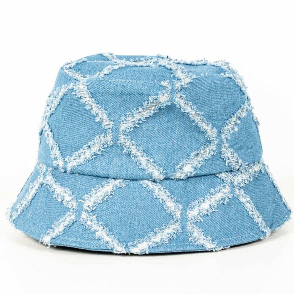 Diamond Print Bucket Hat – Blue